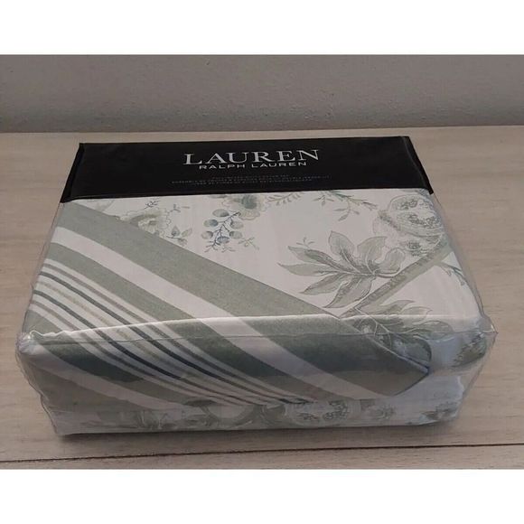 Ralph Lauren JULIANNE TOILE Sage 100% Cotton Full Queen Duvet Cover Set $300 - Picture 2 of 10